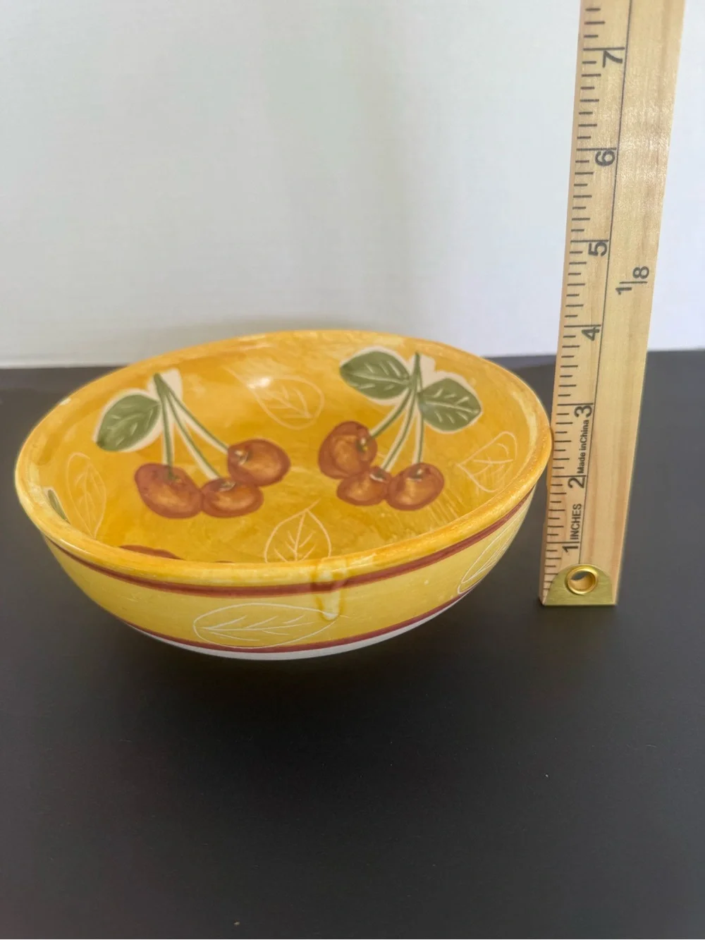 Yellow Cherry Ceramic Serving Bowl